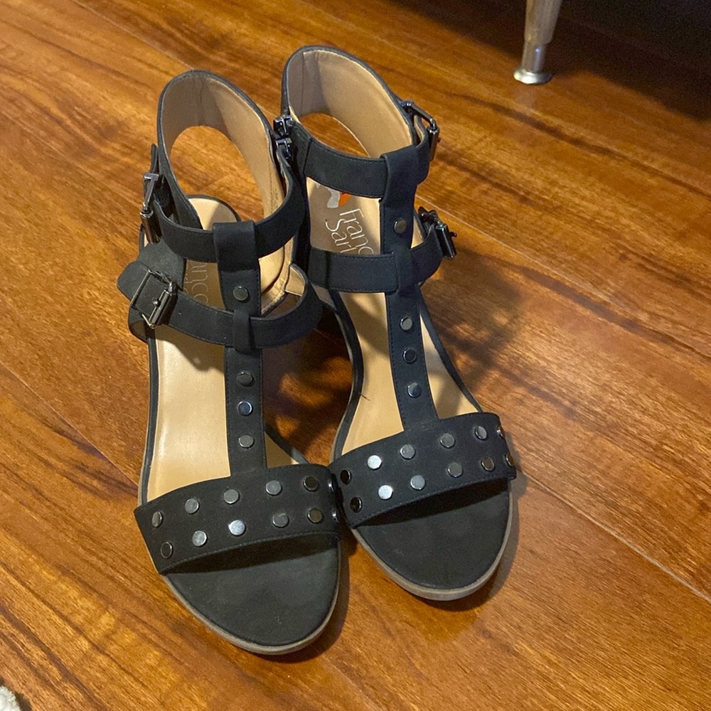 Franco Sarto black and silver studded heels/sandals